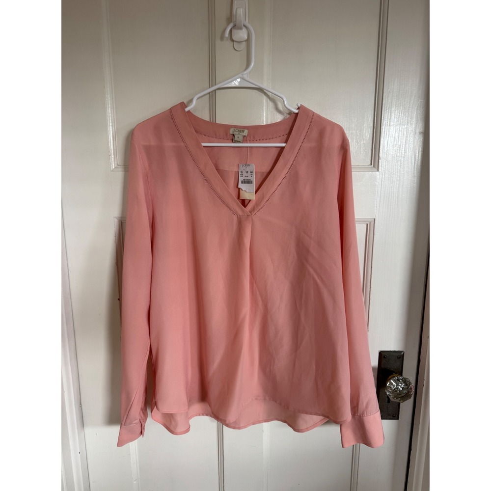 NWT J.Crew pink v-neck pleat front blouse size xl